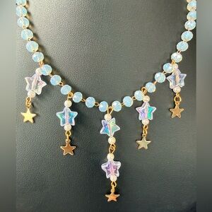 Handmade choker Charm Necklace with Gold Accents